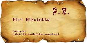 Hiri Nikoletta névjegykártya